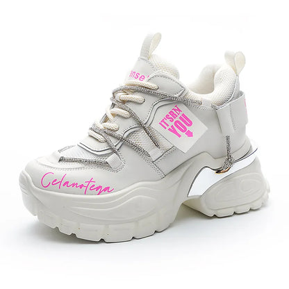 Summer Comfortable 10cm Height Increasing Wedges Shoes Ladies Women High Heel Sneakers Women Shoes