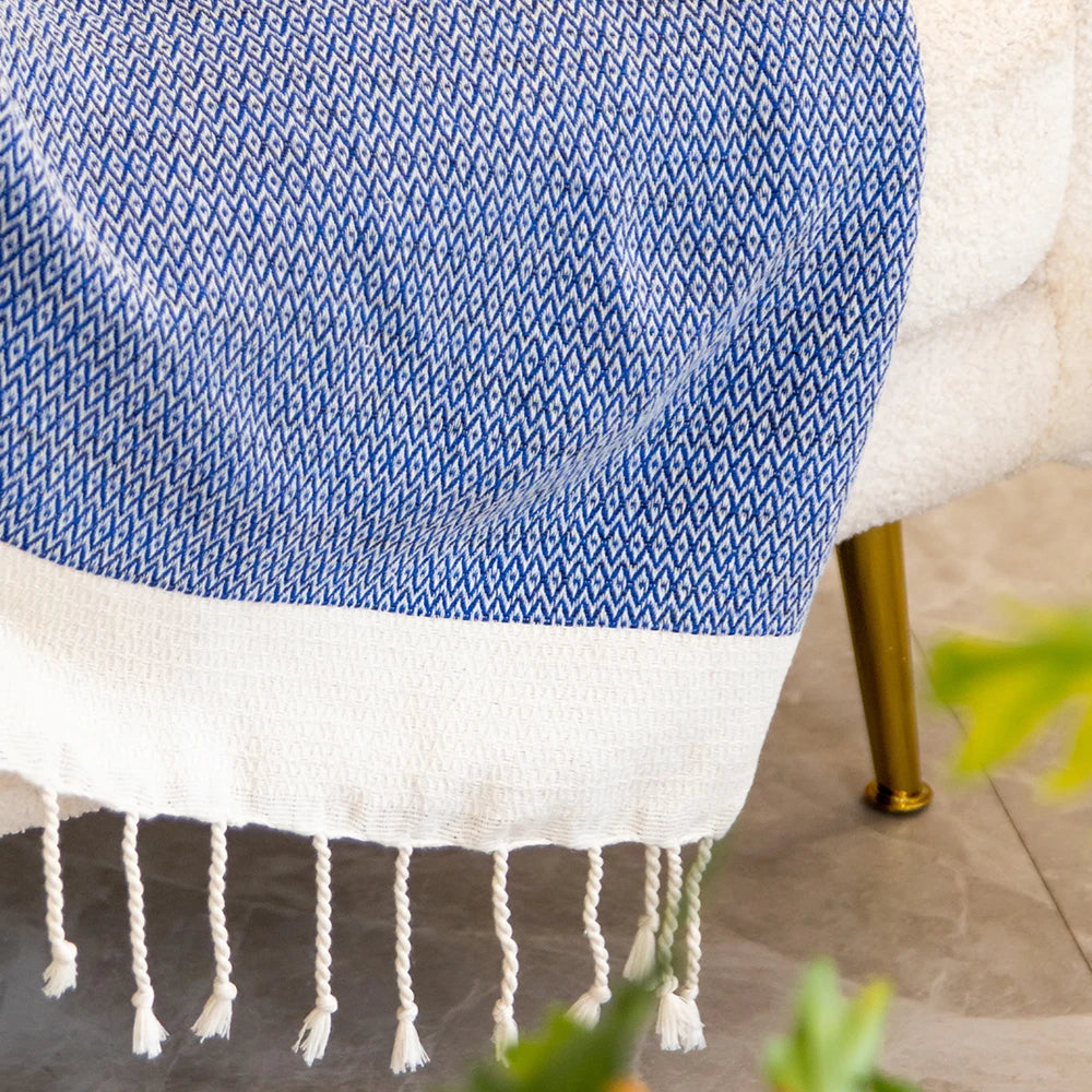 High Quality Modern Vintage Style Turkish Tassel Design Bed Blanket Wholesale Cotton Blanket
