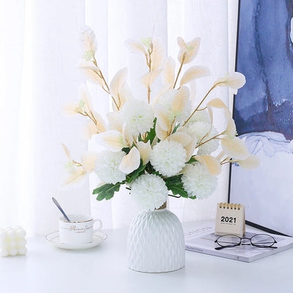 Artificial Silk Hydrangea Flowers with Ceramic Vase Nordic Style for Wedding Valentine's Day Home Decor
