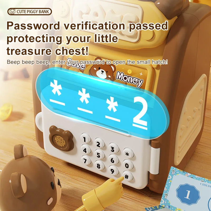 New Unisex Kids Plastic Piggy Bank Pet Fingerprint Password Artificial Intelligent Automatic Roll Coins Access Toys Children