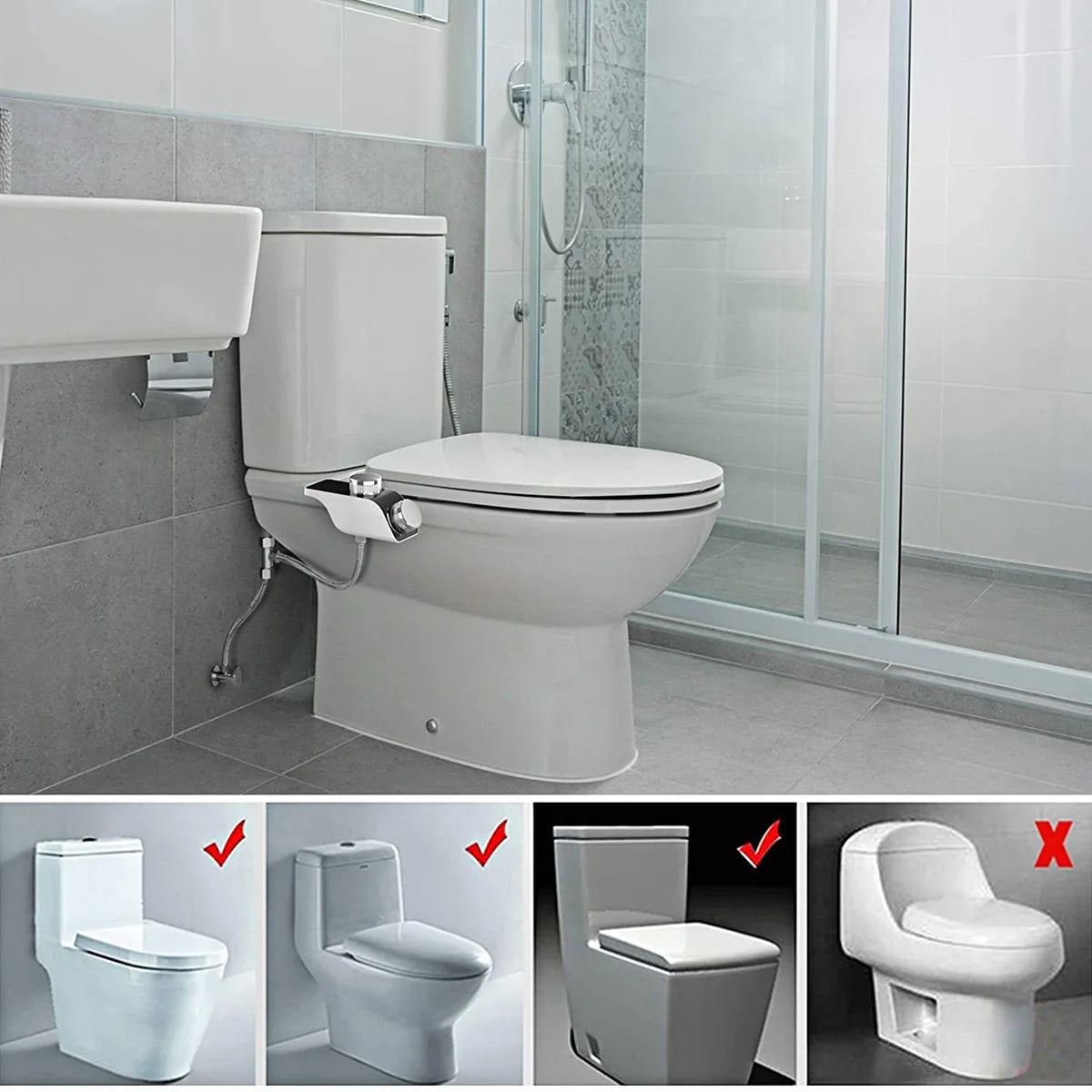 Bidet Toilet Seat Attachment Non-Electric Self-Cleaning Dual Nozzles Wash Hot Cold Mixer Water Lady Bathroom Accessories Sprayer
