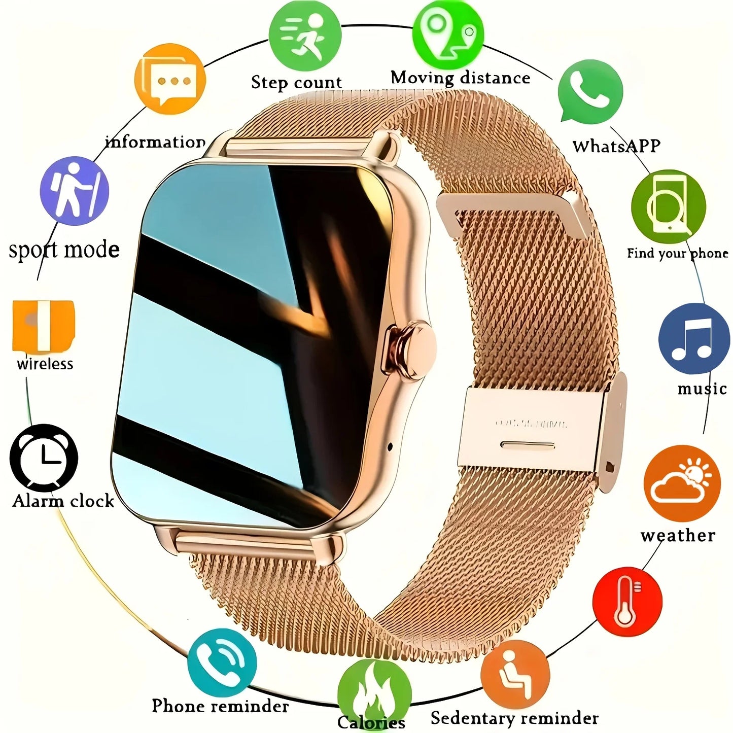 New 180mah Magnetic Charging Full Touch Screen Smartwatch, Wireless Call, Multiple Sport Modes, Music Control, Fashion Sports