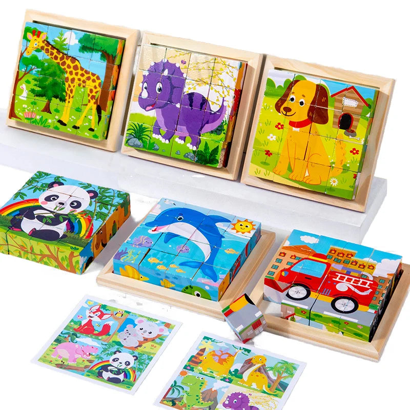 New Design Six Themes Wooden 3D Puzzle Unisex Montessori Educational Toy for Early Childhood Cartoony Good Helper CE Approved