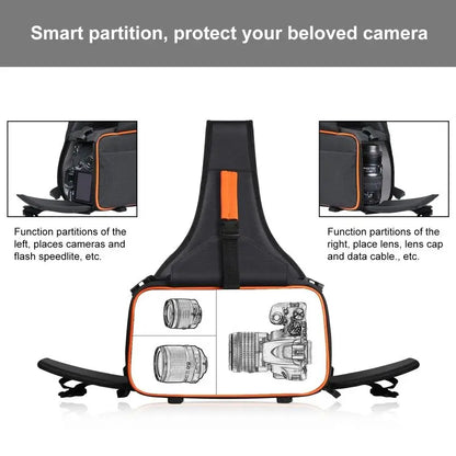 Top Fashion PULUZ Triangle Style SLR Camera Bag Sling Waterproof Backpack Shoulder Messenger Bags with Removable Lens Bag
