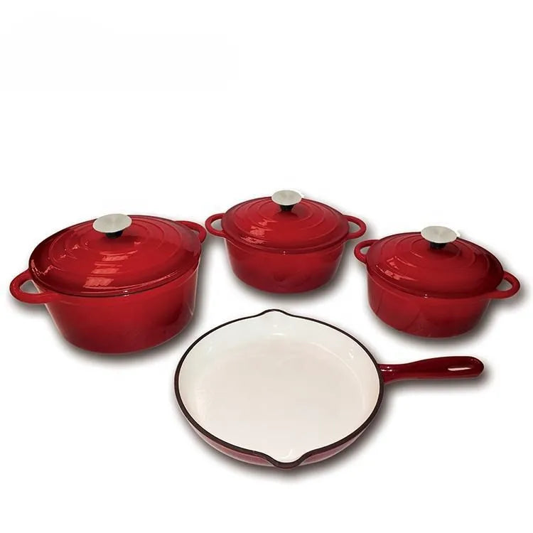 La Cocina 7 Piece Amazo  n Blue Cast Iron Enamel Cookware Set