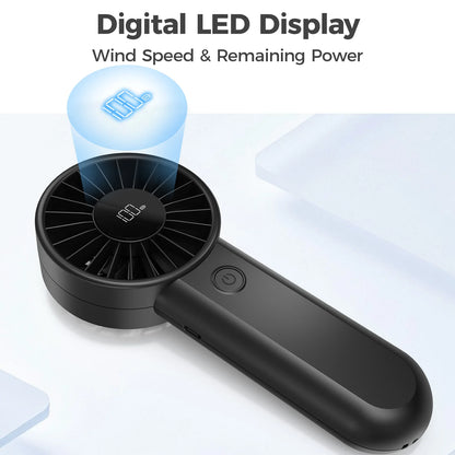 Mini Handheld Personal Fan Strong Wind and Quiet Operation for Home Car Outdoor Hotel RV Use Battery-Powered