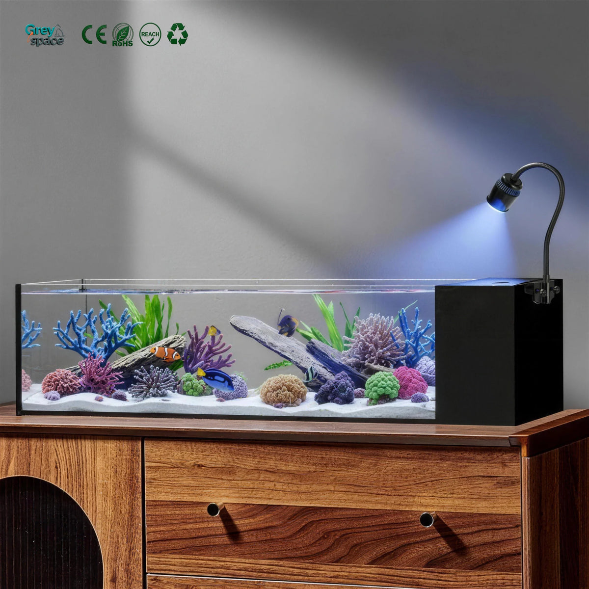 Wholesale 20 Gallon Ultra Clear Low Iron Glass Betta Aquarium Kit  Desktop Fish Tank Decoration with Water Pump and LED Light