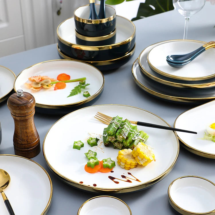 Home Premium Good Rim Ceramic Plates Sets Dinnerware Plate Dish