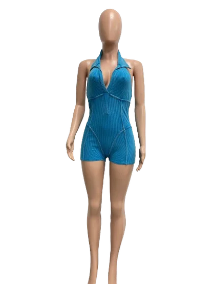 Newly Arrived Women's Spring Casual Sexy Deep V Sleeveless Super Short Sports Jumpsuit Eco-Friendly Breathable Spandex/Polyester