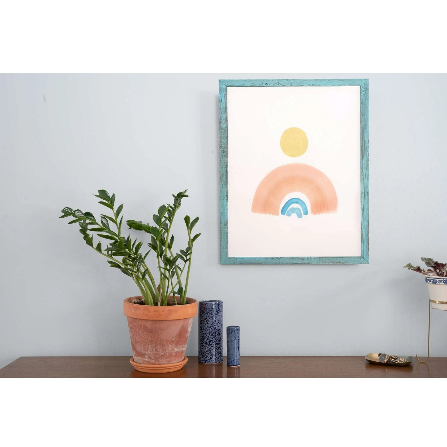 HMS 22\" X 28\" Rustic Farmhouse Light Aqua Blue Wood Frame Stylish Decorative Item