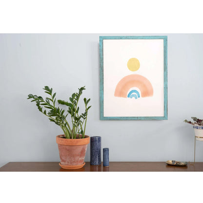 HMS 22\" X 28\" Rustic Farmhouse Light Aqua Blue Wood Frame Stylish Decorative Item