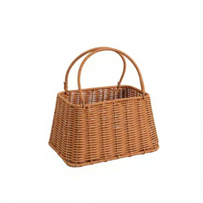 Portable Outdoor Picnic Basket Home Decorative Storage Woven Flower Pot Hand-held Rattan Wicker Accompanying Gift Floral Basket
