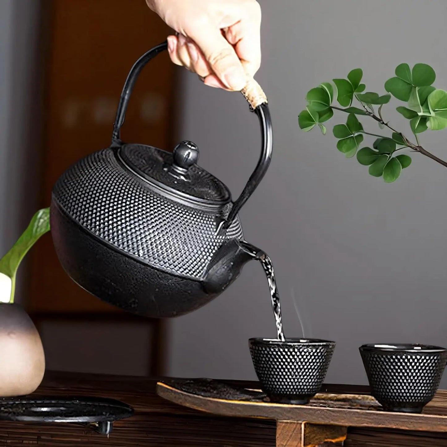 Tea Cup Black Tea Cups Japanese Cast Iron Tea Set Chinese Kung Fu Teacup Handcraft Mugs Set Enameled Interior 2oz/60ml