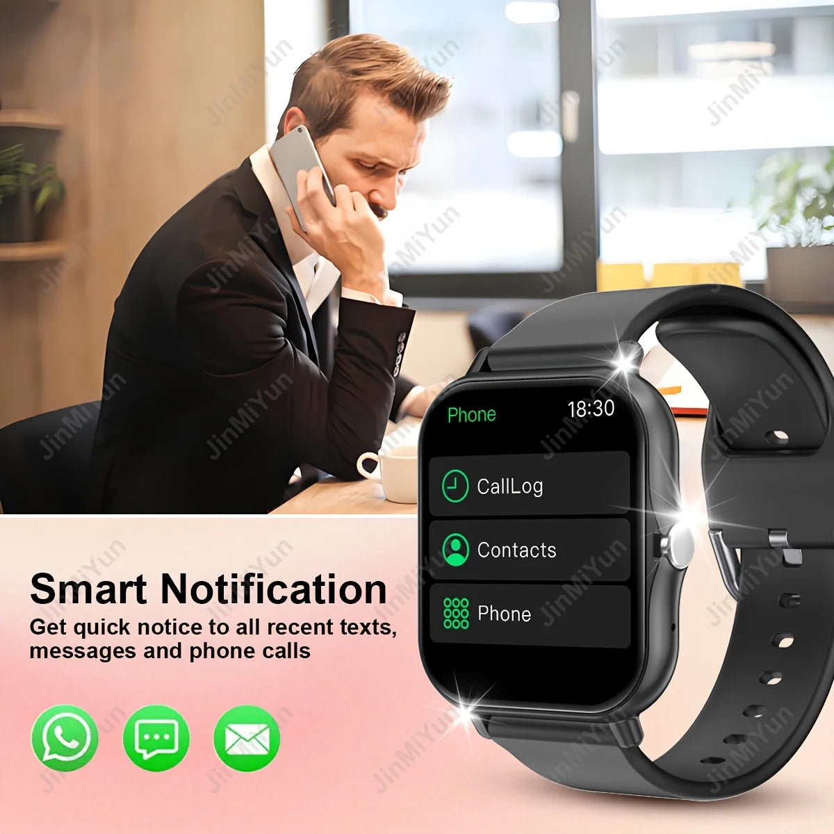 1. 83" Full Touch Screen Smartwatch with Wireless Calls/Messaging, Multiple Sports Modes, Remote Camera Control, Music Playback