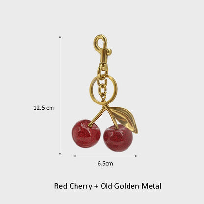 Cherry Bag Charm Fashion Accessories Golden Key Chain Glitter Resin Purse Charm for Bags