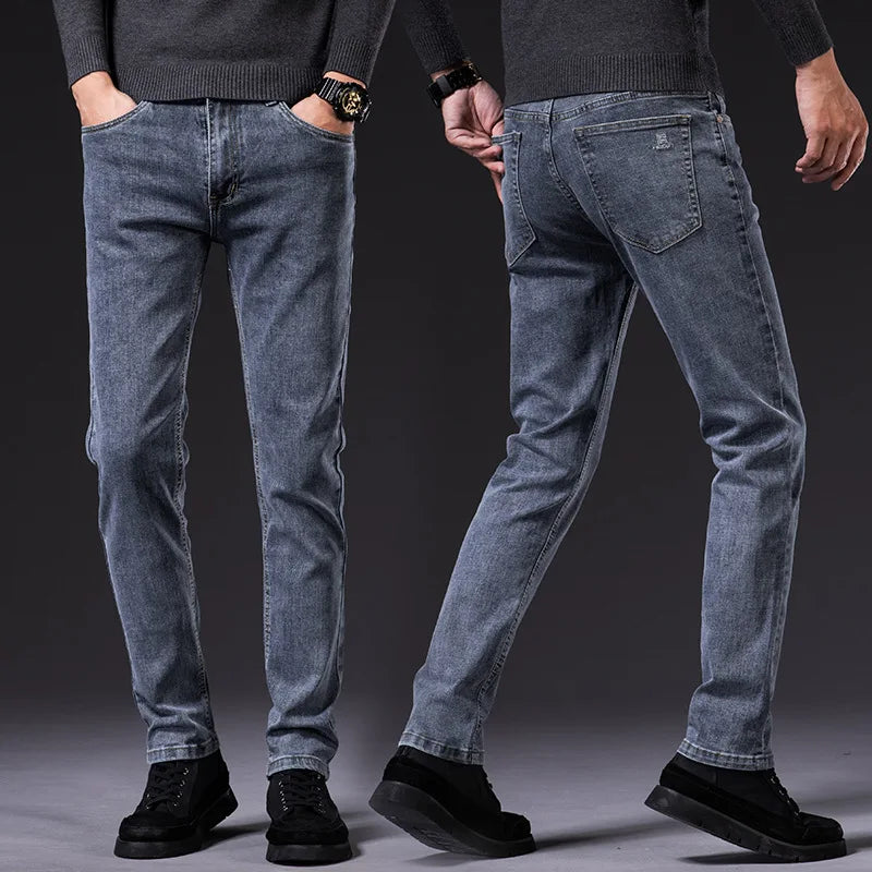 Herren-Jeans 2022 Großhandel Hochwertige Retro-Jeans in Schwarz für Herren, gewaschen, locker geschnitten, mit elastischem Bund