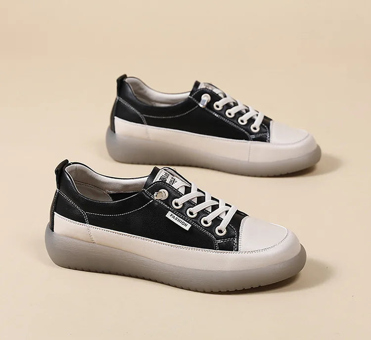 2026 Summer New Style Genuine Leather White for Women Flat Shoes That Are Not Tiring for Feet Lazy Shoes Fashionable Sneakers