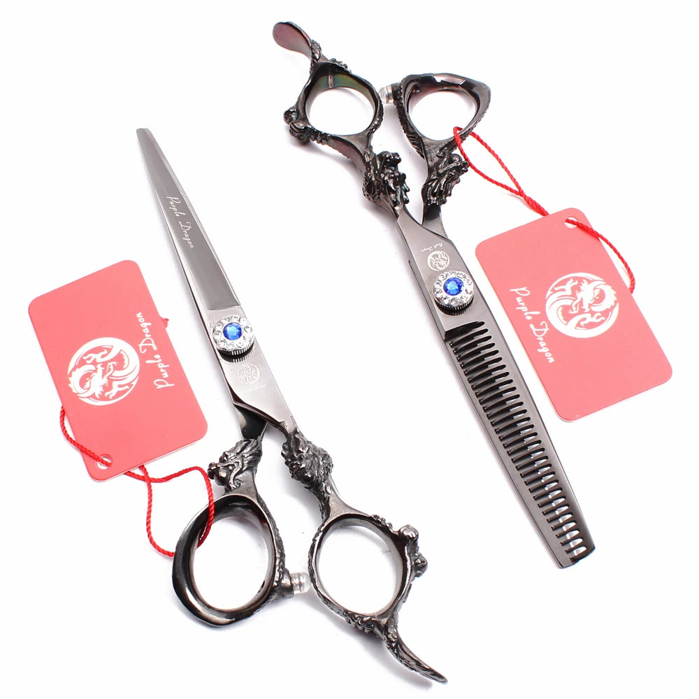 Hair Scissors 5.5" 6.0" 440C Purple Dragon Hairdressing Scissors Cutting Shears Hair Thinning Shears Professional Scissors Z9004