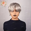 Pixie Cut Silver Grey Short Straight Bob Human Hair Wig for Women Brazilian Remy Hair Glueless Colored Machine Made Cheap Wig