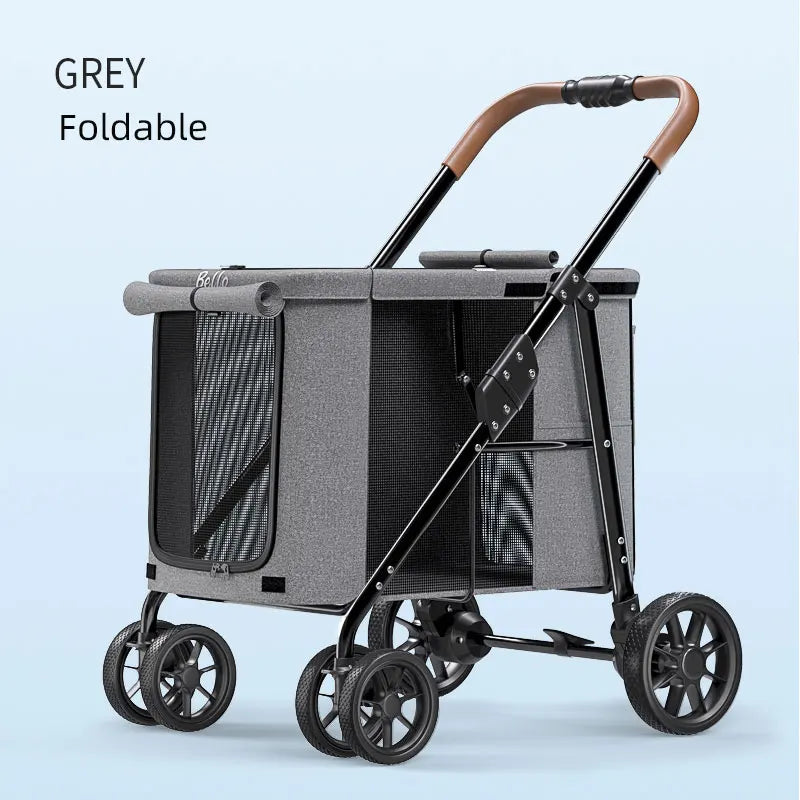 (Ready to Ship) Manufacture Pet Product Large Pet Dog and Cat Stroller with One-Hand Easy Fold Trolley