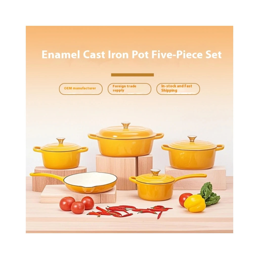 Best-selling Household Cast Iron Enamel Pots Ceramic Non-stick Pans Multi-functional Stew Pots Flat-bottom Pans