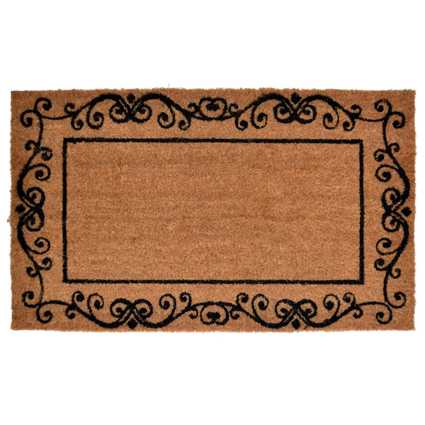 HMS 18\" X 30\" Brown and Black Coir Scrollwork Outdoor Door Mat Interior Accessories