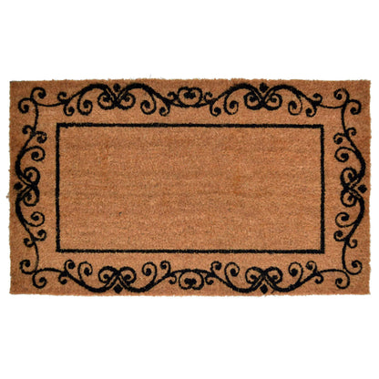 HMS 18\" X 30\" Brown and Black Coir Scrollwork Outdoor Door Mat Interior Accessories