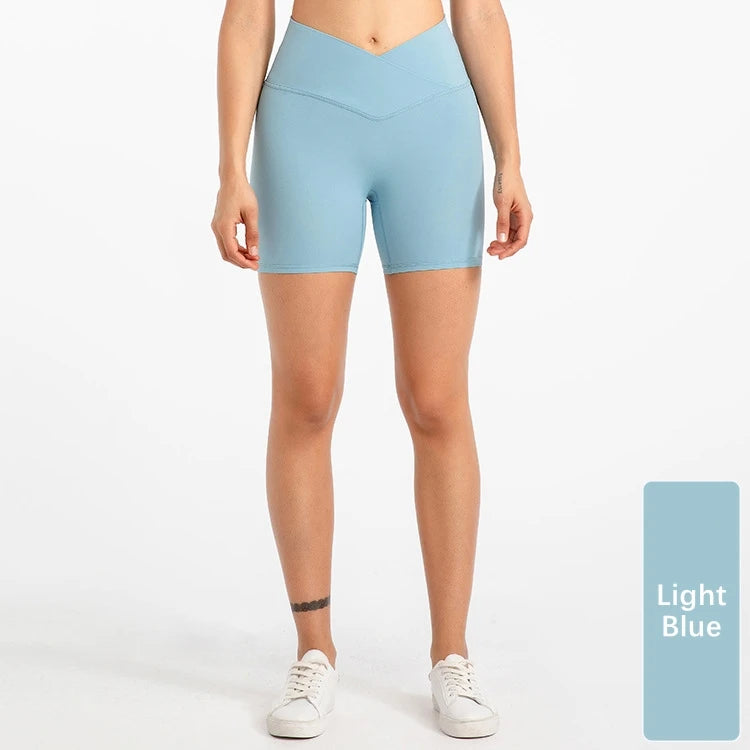 Xsunwing New Gymwear Clothing Fitness Workout Yoga Biker Shorts V Cut Waist Seamless Scrunch Butt Running Shorts Women WLQ2201