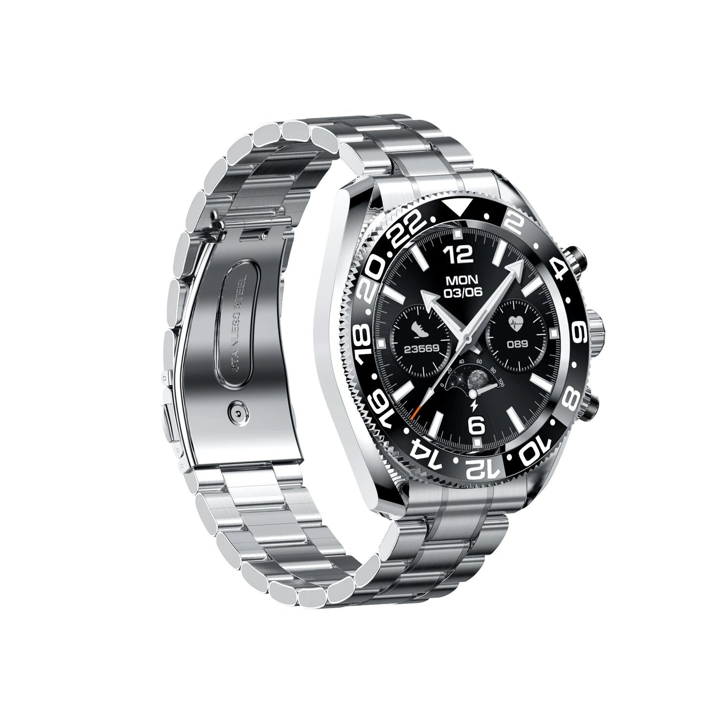 New Products Smartwatch AW35 2024 Round Screen Metal Band Ip67 Waterproof BT Call Heart Rate Sport Business for Men