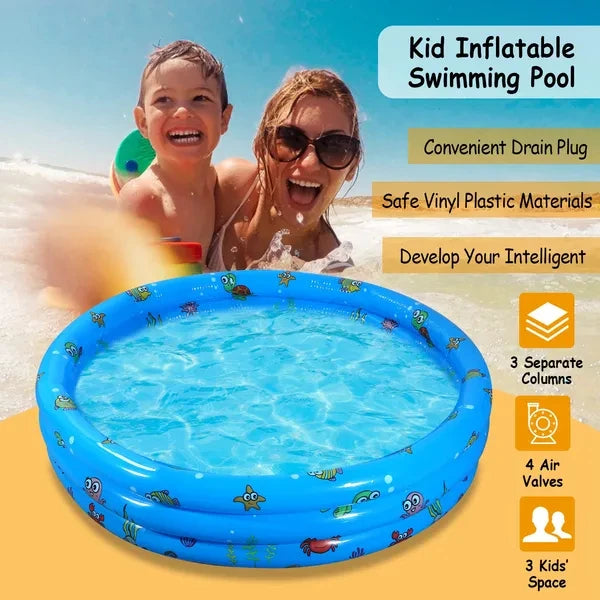 51x13-Inch Durable Foldable Swim Ball Pool FCJ Large Inflatable Family Swimming Pool for 3 Kids Easy to Blow up