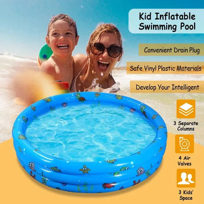 51x13-Inch Durable Foldable Swim Ball Pool FCJ Large Inflatable Family Swimming Pool for 3 Kids Easy to Blow up