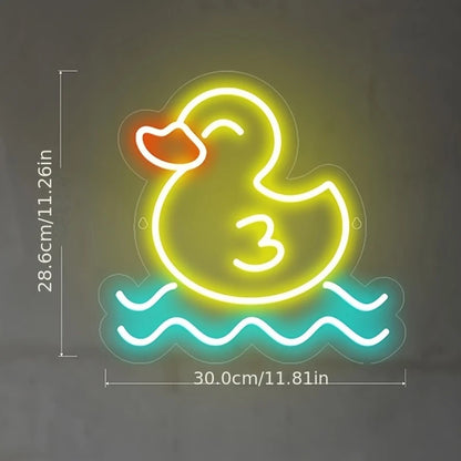 USB Powered Neon Light Custom-Size Lemon Yellow Duck LED Wall-Mounted Lamp Kids' Bedroom Decor Gifts IP65 Rated Plastic Silicone
