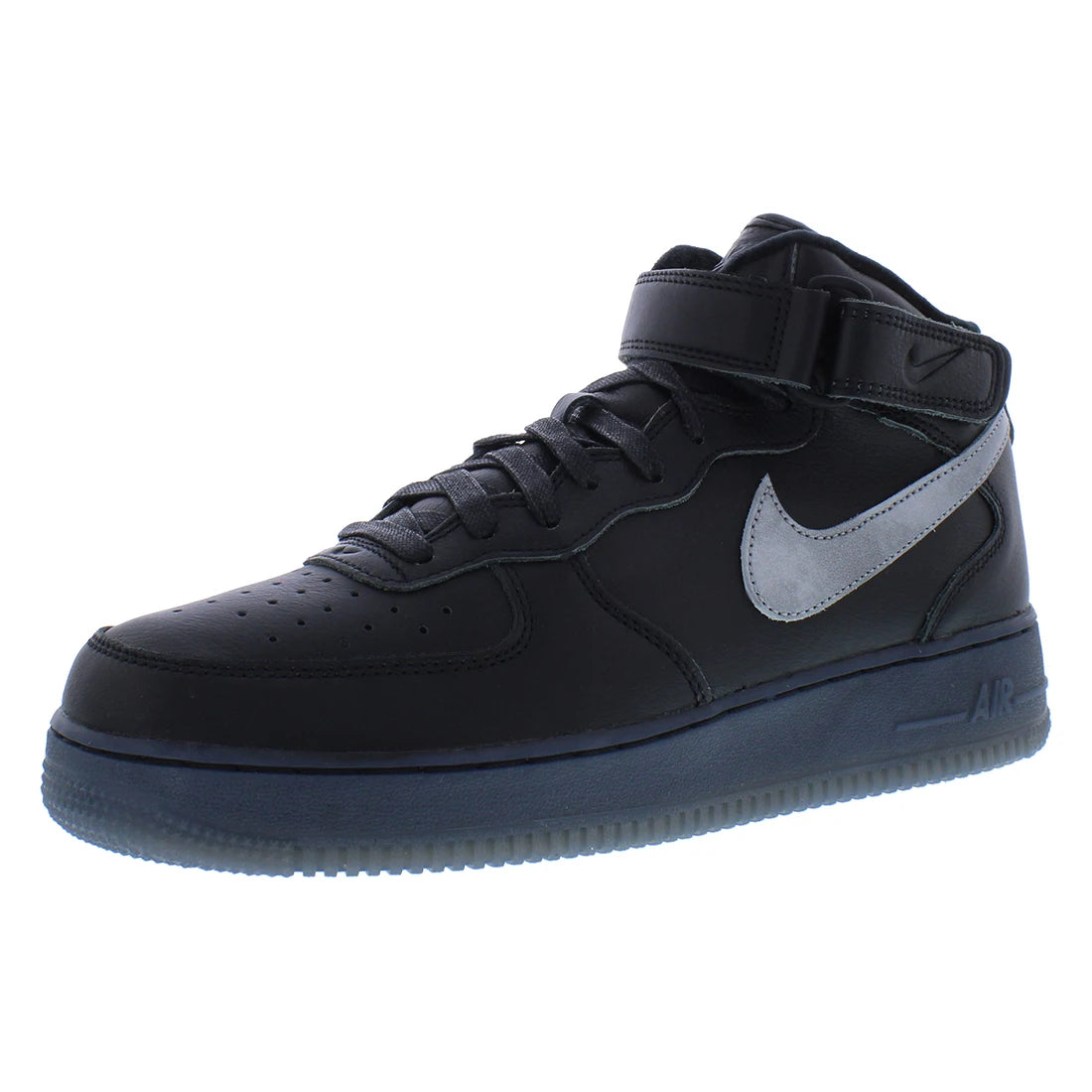 For for Force 1 Mid PRM Unisex Shoes Black/Metallic Silver Size 6.5 Luxury Sporty Fashion Sneakers Mesh Lining MSS-DX3061001