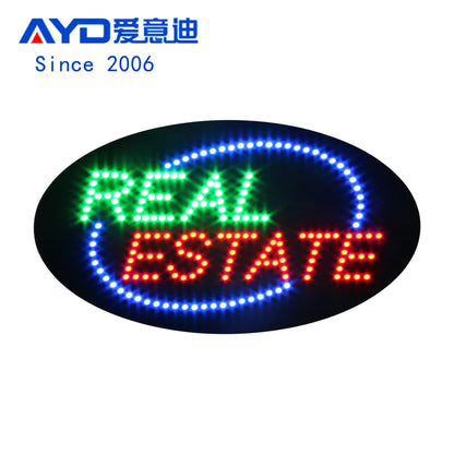 15*27 Inch REAL ESTATE Company Advertising Signs, Led Open Sign Led Vision Indoor Display for Houses Buildings Land