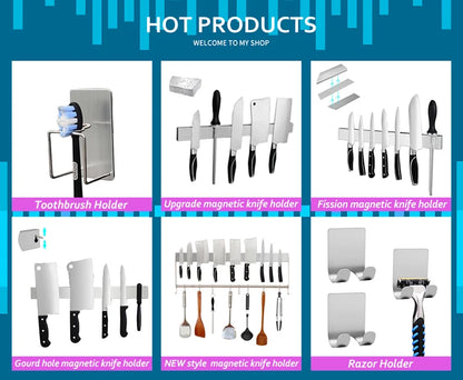 Knife Holder Rack  Wall Mounted Strength Holder Magnet Knife Magnetic Holder with Hooks for Kitchen