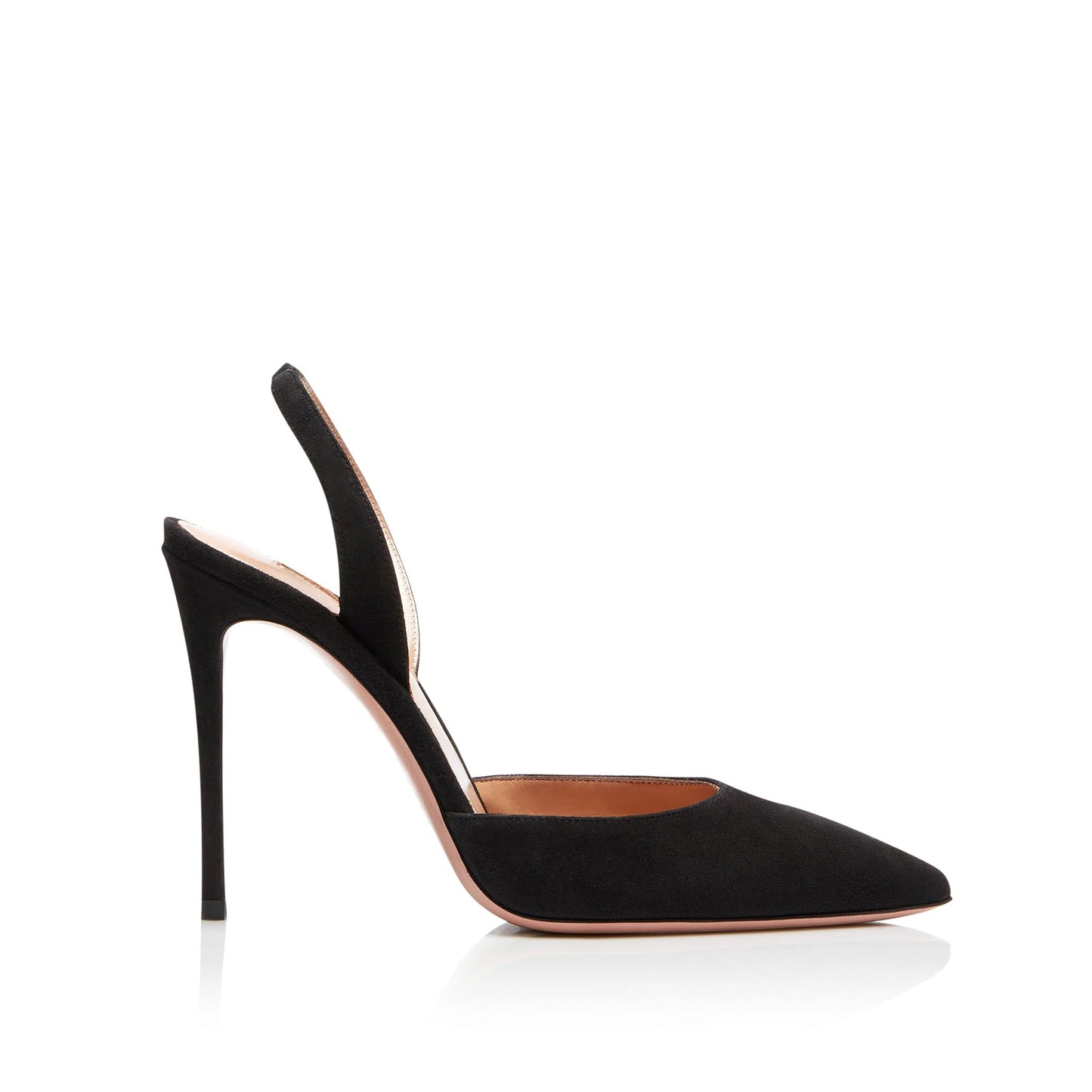 Spring and Autumn Ladies Shoes Elegant Stiletto Pumps Black Pointed Toe Slingback Stylish High Heels for Women