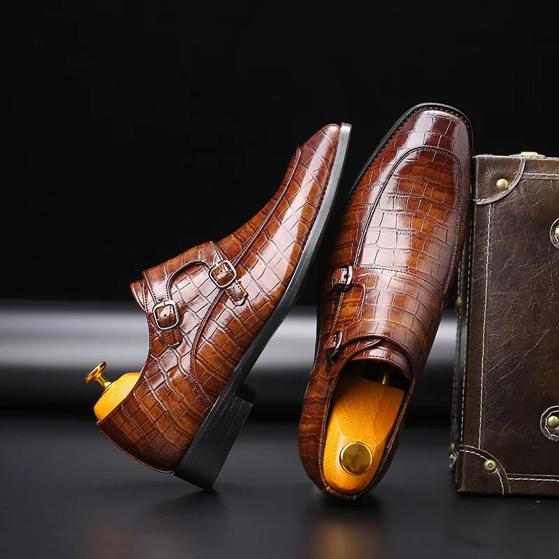 Men's Classic Solid Pattern Breathable Light Weight PU Upper Slip-On Formal Business Office & Career Shoes