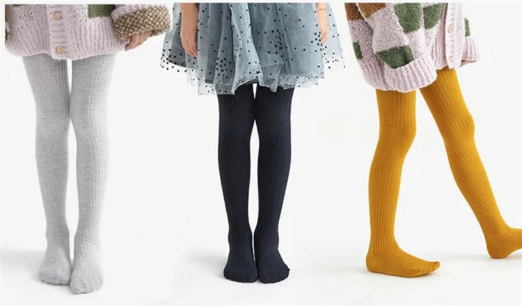 Children Tights For Girls Cotton Knitted Kid's Girls Pantyhose Solid Soft Baby Leggings White Black Tight Spring Autumn 1-9Years