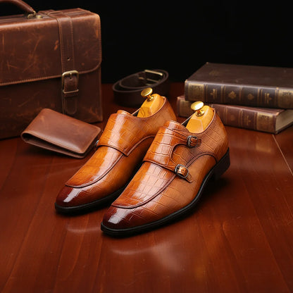 Men's Classic Solid Pattern Breathable Light Weight PU Upper Slip-On Formal Business Office & Career Shoes