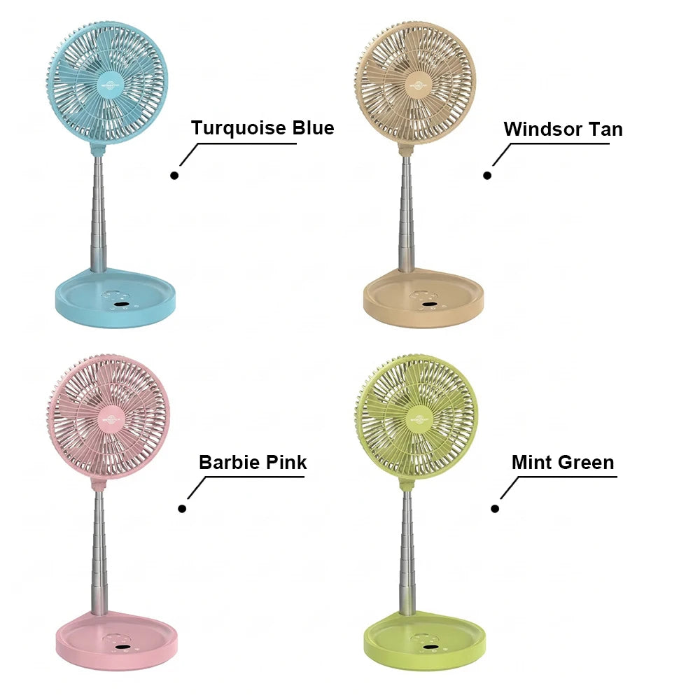 Electric Rechargeable Foldable Camping Fan with Remote Control, LED Lights, and Brushless Motor - Ideal for Outdoor & Hotel Use