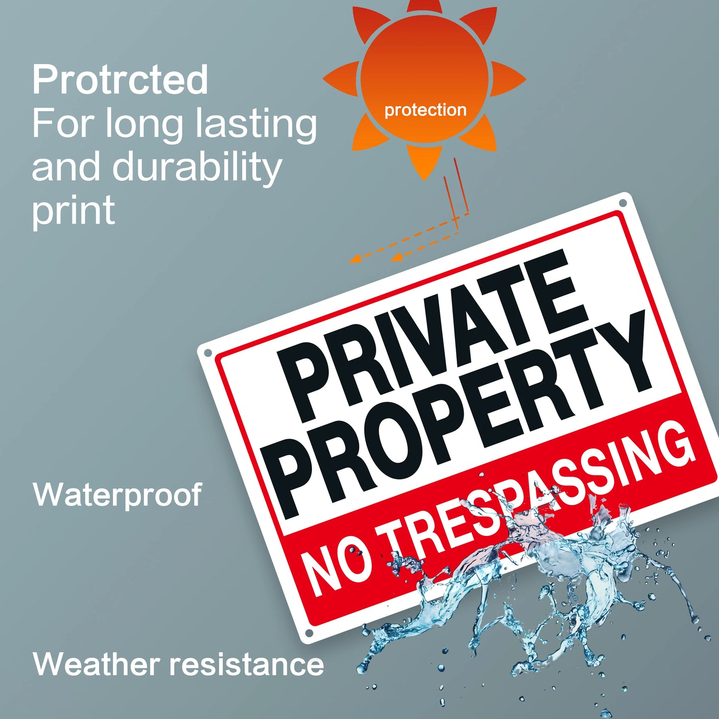 USA Warehouse Free Shipping Stainless Steel Private Property No Trespassing Sign  Durable    Fast Shipping Warning Signs