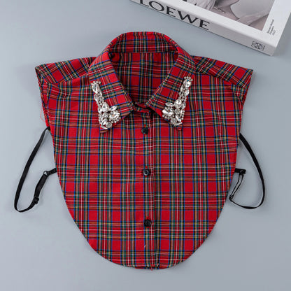 LHY Christmas  Rhinestone Fake Collar for Women Collar De Perlas Removable Blouse Half Shirt Collar Decoration Warm Accessory