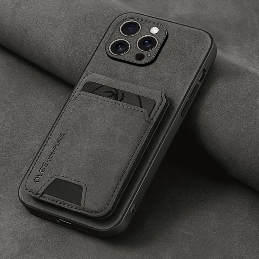 Business Fashion Anti-Fall TPU Material for 16Pro Max Case with Card Bag & Phone Grip 5 Colors Fy Brand