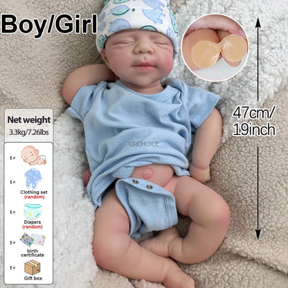 3D Modeling Support 19" Full Silicone Body Reborn Baby Lifelike Open Mouth Fashion Doll Toy for Collectors and Artists