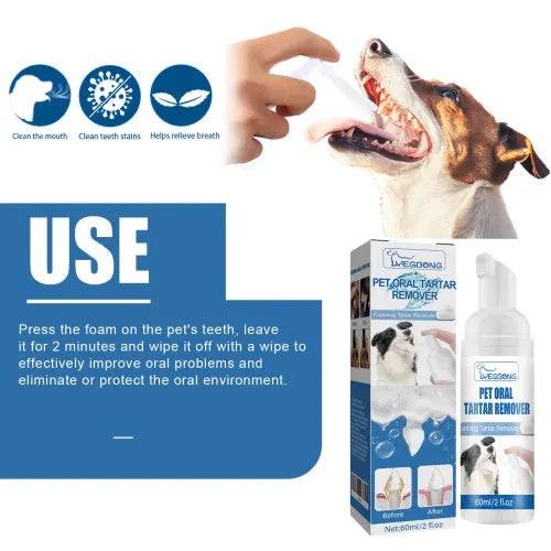 Yegbong Pet Tartar Remover  Removing Dental Calculus Yellow Halitosis Cleaning Teeth Mouth Foam Cleaner