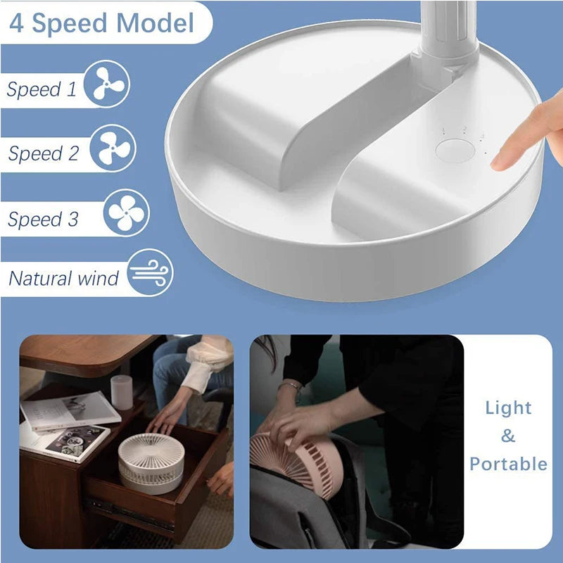 2024 Popular and Portable Usb Rechargeable Stand Folding Mini Fan Desktop Folding Fan
