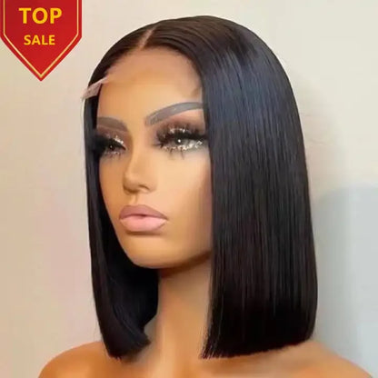 Wholesale 180% Density HD Transparent Lace Front Straight bob Wigs Raw Brazilian Virgin Short Bob Human Hair Wig for Black Women