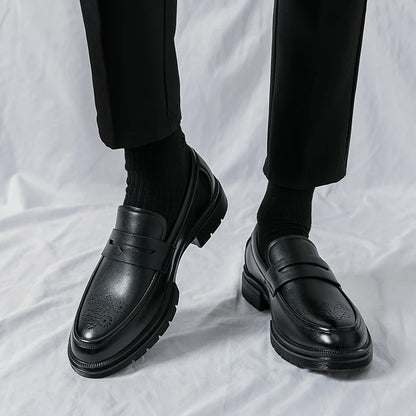 Dropshipping Products 2025 British Men's Casual Dress Shoes Walking Style Genuine Leather Wedding Party Shoes for Business