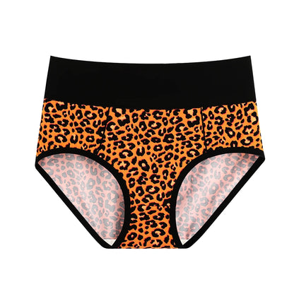 Shanhao 5-Pack Women's Cotton Panties Mid-rise Hipster Leopard Print Full Coverage Underwear Cotton Briefs for Women