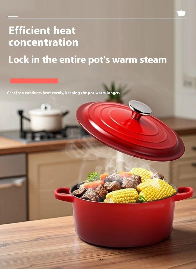 Best-selling Household Cast Iron Enamel Pots Ceramic Non-stick Pans Multi-functional Stew Pots Flat-bottom Pans